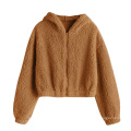 2020 Winter Women Crop Hoodies Solper Zipper Long Sweater Sweatershirt Fleece Holne Capolía caliente